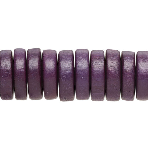Bead, Taiwanese cheesewood (dyed/waxed), dark purple, 15x4mm rondelle. Sold per 8-inch strand. image number 0