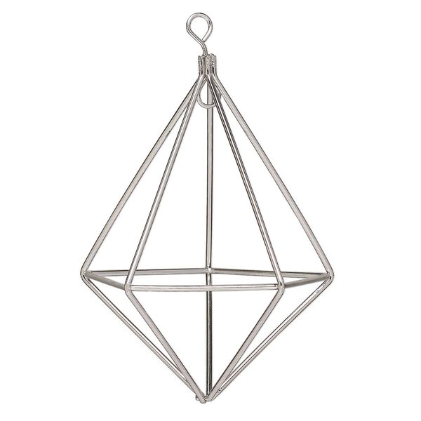 Wire frame, imitation rhodium-finished steel, 4-1/2 x 3-inch teardrop. Sold individually. image number 0