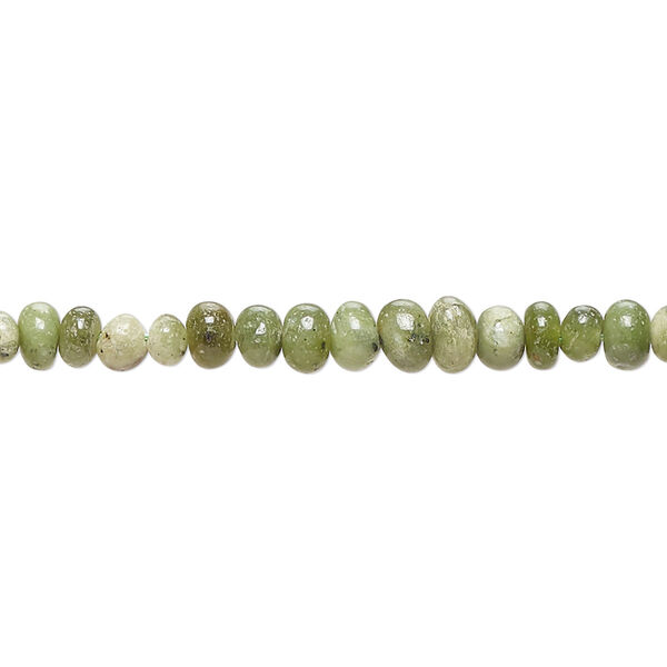Bead, olive chrysoprase (natural), 3-4mm hand-cut round and 4x3mm-5x4mm hand-cut rondelle, D grade, Mohs hardness 6-1/2 to 7. Sold per 14-inch strand. image number 0
