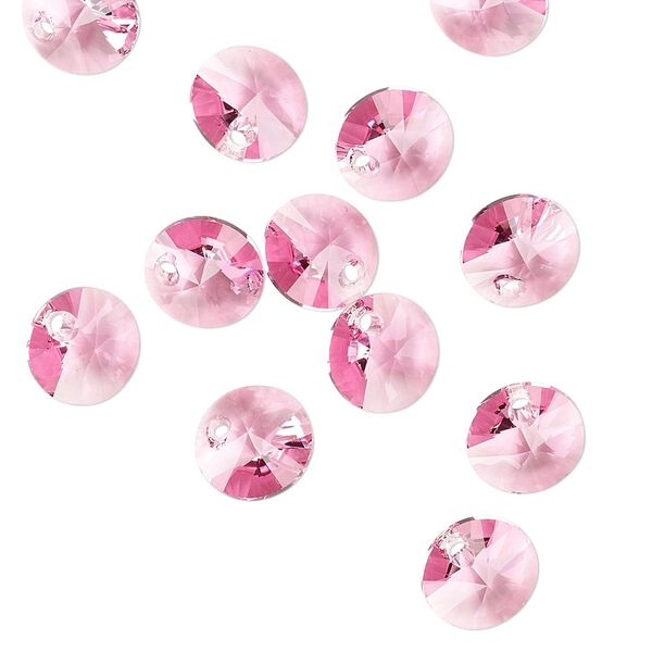 Drop 144pk rose, Swarovski® 8mm pendant mini disk 6428 image number 1