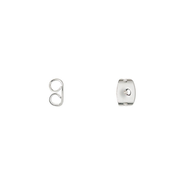 Earnut, silver-plated stainless steel, 6x5mm. Sold per pkg of 50 pairs. image number 0