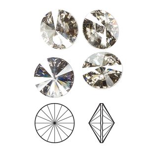 Chaton 48pk crystal silver shade foil back, Crystal Passions® 12mm rivoli 1122