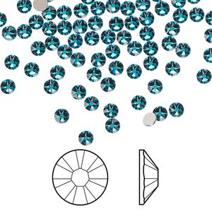 Flat back 1440pk blue zircon foil back, Swarovski® 3-3.2mm rose round SS12 2088