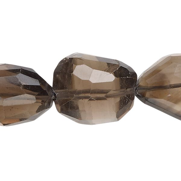 Smoky quartz 1pkg1, hand-cut faceted flat nugget bead 13 inch medium image number 0