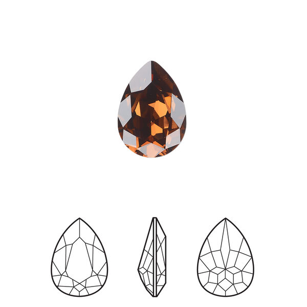 Fancy stone 1pkg144 smoked topaz foil back, Swarovski® ReCreated™, 14x10mm pear 4320 image number 0
