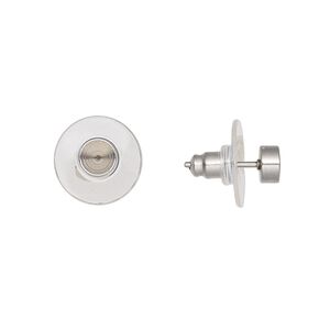 Earstud 1pkg8 Almost Instant Jewelry® 5mm / PP32 chaton glue-in setting / comfort clutch, stainless steel / acrylic clear 4 pair