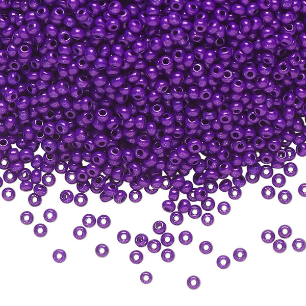Seed bead, Preciosa Ornela Czech glass, pkg/50g, #11 rocaille, opaque terra intensive dyed violet chalkwhite, (16A28). image number 0