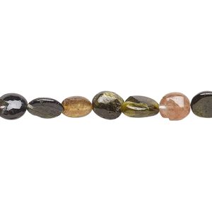 Multi-tourmaline 1pkg1, hand-cut puffed oval bead natural 13 inch 5x4mm-9x7mm