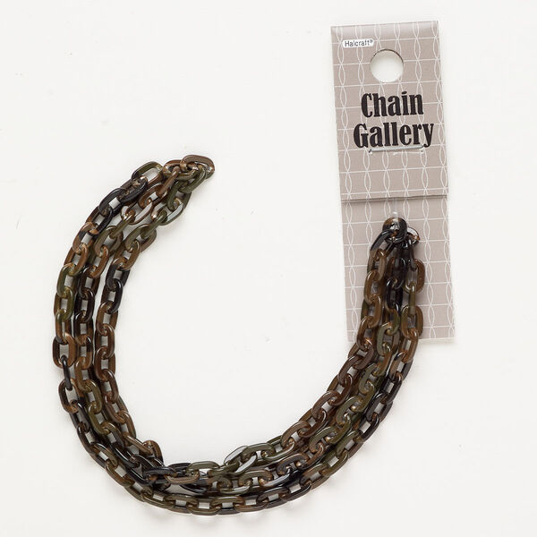 Chain aluminum / enamel 1pkg1 4.4mm oval rolo, dark brown / black / dark green 22 inches image number 0