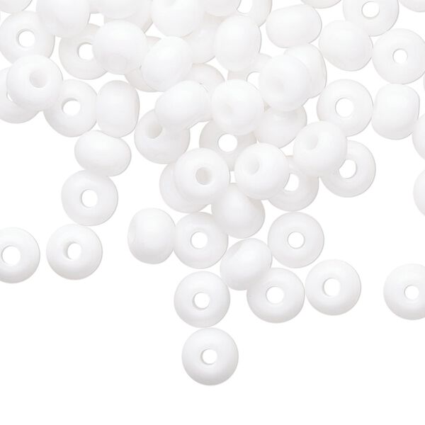Seed bead, Preciosa Ornela Czech glass, pkg/500g, #2 rocaille, opaque white, (03050). image number 0
