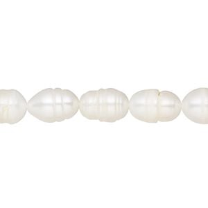 Pearl, cultured freshwater (bleached), white, 5-8mm rice, D grade, Mohs hardness 2-1/2 to 4. Sold per 15-1/2" to 16" strand.