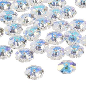 Bead 12pk crystal AB, Preciosa Czech crystal 10x3.5mm loch flower