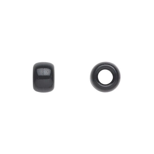 Pony bead, polystyrene, opaque black, 9x7mm. Sold per pkg of 900. image number 0