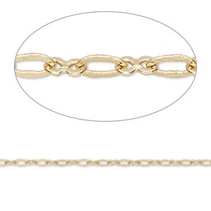 Chain 1pkg1 figure 8, 2mm, gold-finished brass 5 foot unfinished