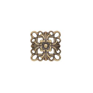Link, antique gold-plated steel, 14x14mm single-sided domed square. Sold per pkg of 24.