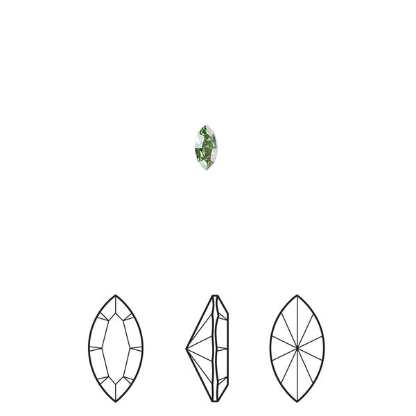 Fancy stone 6pk peridot foil back, Crystal Passions® Regenerated 5x2.5mm navette 4228 image number 0