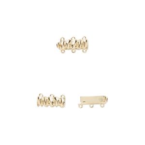 Clasp tab 1pkg1 14Kt gold, 15.5x6.5mm barrel, 3-strand