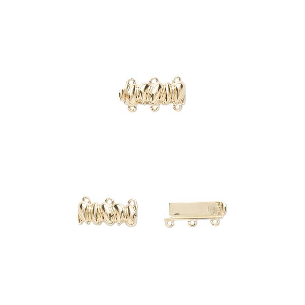 Clasp tab 1pkg1 14Kt gold, 15.5x6.5mm barrel, 3-strand image number 0