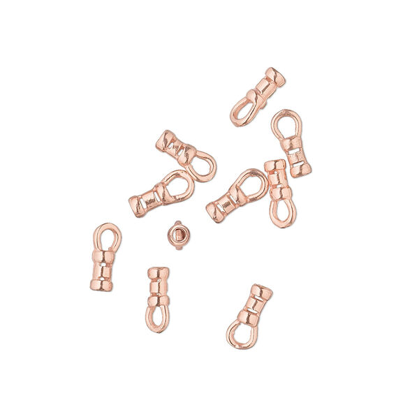Crimp end, JBB Findings, copper-plated brass, 4x2.5mm tube with loop, 1.2mm inside diameter. Sold per pkg of 10. image number 0
