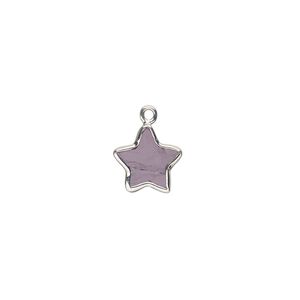 Drop sterling silver amethyst 1pk 10mm hand-cut flat double-sided star, natural