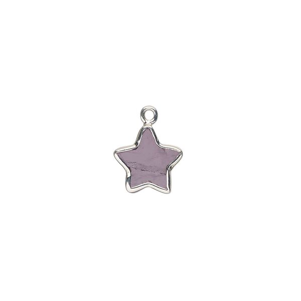 Drop sterling silver amethyst 1pk 10mm hand-cut flat double-sided star, natural image number 0