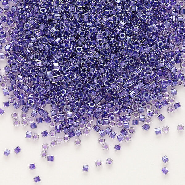 Seed bead, Delica®, glass, pkg/7.5g, #11 cut, translucent purple-lined luster crystal clear (DBC-0906). image number 0