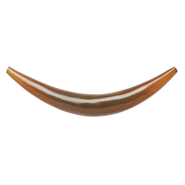 Component, horn (dyed), golden, 9-10.5mm wide, 3 x 3/4 inch to 3-1/4 x 1 inch undrilled curve with tapered 4-5mm ends. Sold individually. image number 0