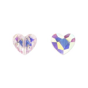 Bead 2pk pink AB, Celestial Crystal® 12x10mm heart