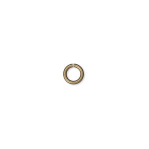 Jump ring, antique gold-plated brass, 6mm round, 4.2mm inside diameter, 18 gauge. Sold per pkg of 500.