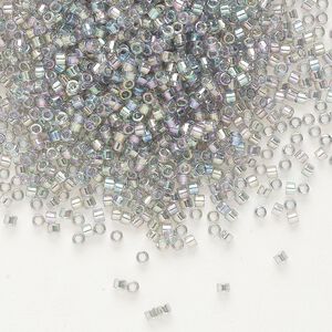 Seed bead, Delica®, glass, pkg/50g, #11 round, translucent rainbow gold luster grey (DB-0107).