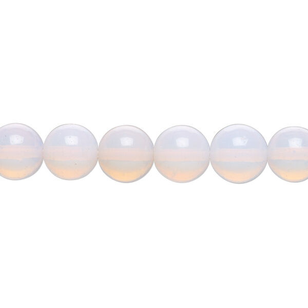 Bead, sea "opal" glass, pink, 8mm round. Sold per 15-1/2" to 16" strand. image number 0