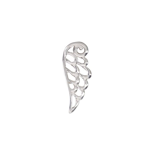 Component, sterling silver, 20x8mm double-sided wing. Sold individually. image number 0