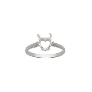 Ring, Sure-Set™, sterling silver, 7mm pre-notched 6-prong heart basket setting, size 7. Sold individually.