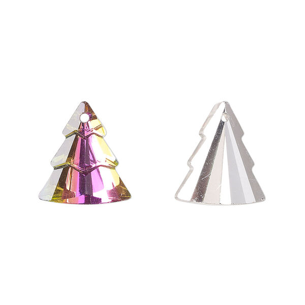 Drop 2pk opaque clear vitrail foil back, Celestial Crystal® 15x13mm tiered tree image number 0