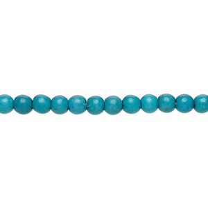Bead, "turquoise" (resin) (imitation), dark teal green and teal, 3-4mm round. Sold per 15-inch strand.