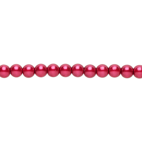Bead, Czech pearl-coated glass druk, red, 4mm round. Sold per 15-1/2" to 16" strand. image number 0