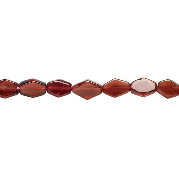 Bead, garnet (dyed), 5x4mm-9x5mm hand-cut flat diamond, C- grade, Mohs hardness 7 to 7-1/2. Sold per 14-inch strand. image number 0