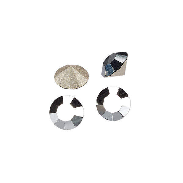 Chaton 48pk jet hematite foil back, Preciosa MAXIMA Czech crystal rhinestone 8.16-8.41mm 15-cut faceted round SS39 image number 0