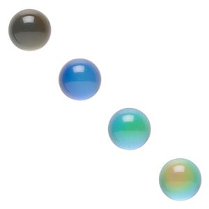 Cabochon, acrylic, multicolored, 14mm color-changing non-calibrated round. Sold per pkg of 4.