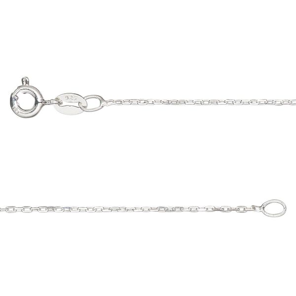 Chain, Gossamer™, sterling silver, pkg/14 inches with springring clasp, 1mm cable. image number 0