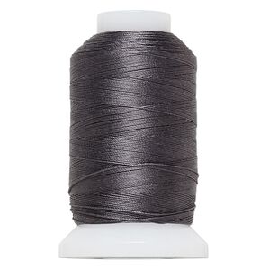 Thread, Purely Silk™, dark grey, size B. Sold per 390-yard spool.