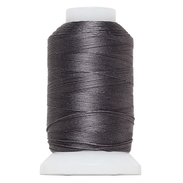 Thread, Purely Silk™, dark grey, size B. Sold per 390-yard spool. image number 0