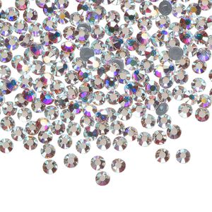 Flat back, Dance With Me™ crystal hotfix rhinestone, crystal AB, foil back, 3-3.2mm rose, SS12. Sold per pkg of 1,440 (10 gross).