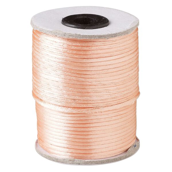 Cord, Satinique™, satin, peach, 2mm. Sold per 200-foot spool. image number 0