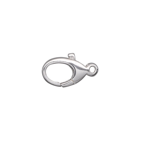 Clasp, lobster claw, sterling silver, 13x9mm with loop. Sold individually. image number 0