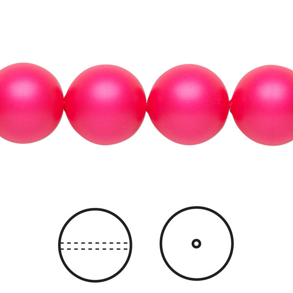 Pearl 10pk neon pink, Crystal Passions® 12mm round 5810 image number 0