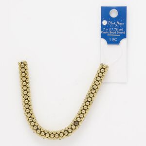 Bead, gold-finished plastic, 9x4mm triangle rondelle with 2mm hole. Sold per 7-inch strand.