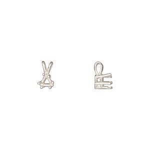 Pendant, Sure-Set™, sterling silver, 4mm with 6-prong triangle basket setting. Sold individually.