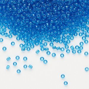 Seed bead, Dyna-Mites™, glass, pkg/40g, #11 round, transparent turquoise blue, (15 11/0 RR).