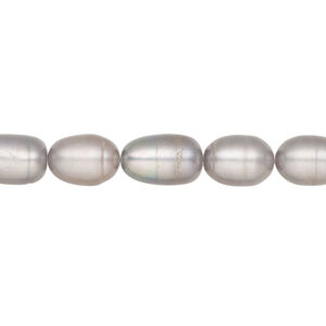 Freshwater pearl 1pkg1 rice, 14 inch grey 6-7mm cultured